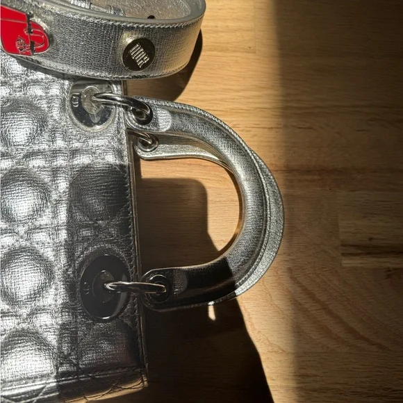 Dior Silver Mini Bag with Quilted Cannage Pattern - Picture 7 of 17